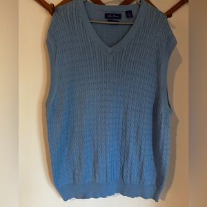 Alan Flusser Gulf Light Blue Knit Sweater Vest Pima Cotton XL